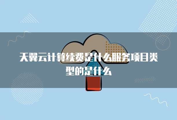 天翼云计算续费是什么服务项目类型的是什么