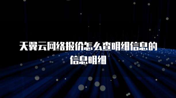 天翼云网络报价怎么查明细信息的信息明细