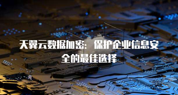 天翼云数据加密：保护企业信息安全的最佳选择