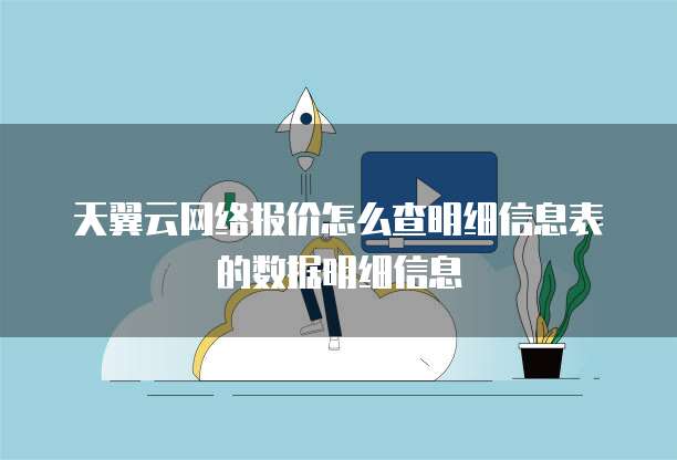 天翼云网络报价怎么查明细信息表的数据明细信息
