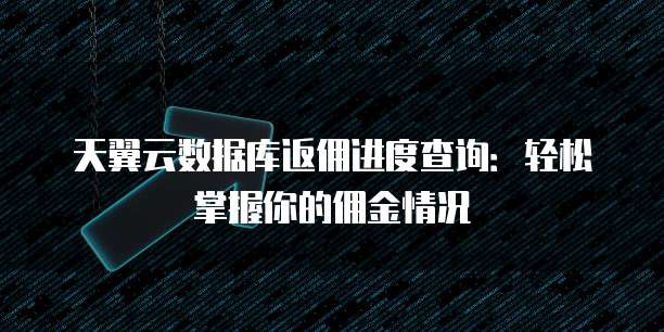 天翼云数据库返佣进度查询:轻松掌握你的佣金情况