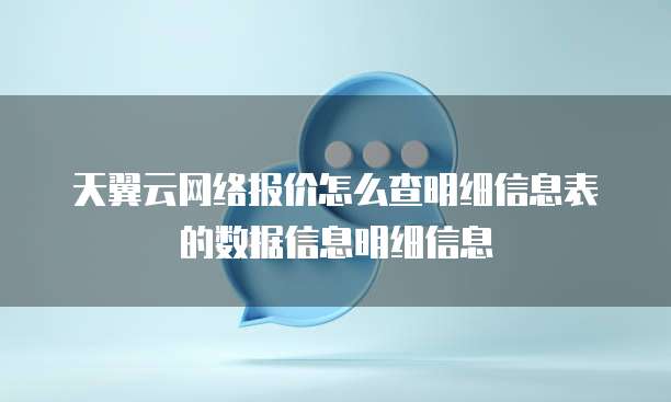 天翼云网络报价怎么查明细信息表的数据信息明细信息