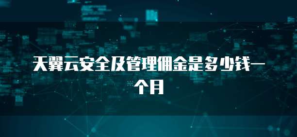 天翼云安全及管理佣金是多少钱一个月