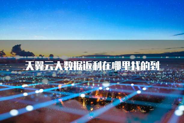 天翼云大数据返利在哪里找的到