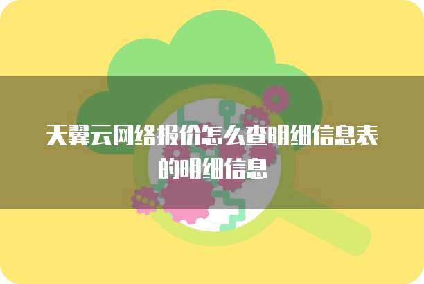 天翼云网络报价怎么查明细信息表的明细信息