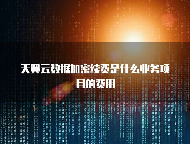 天翼云数据加密续费是什么业务项目的费用