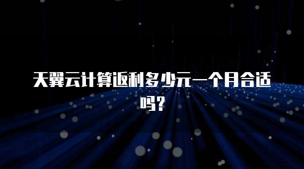 天翼云计算返利多少元一个月合适吗?