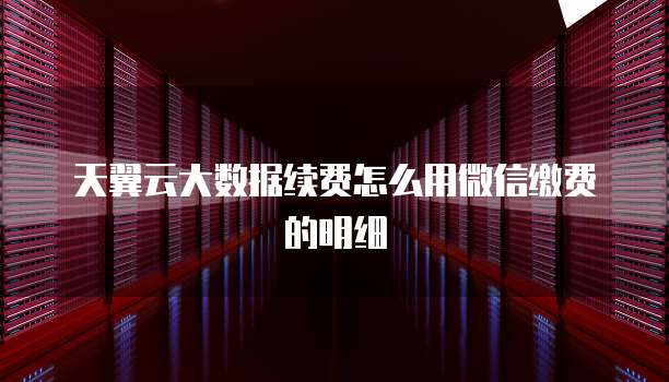 天翼云大数据续费怎么用微信缴费的明细