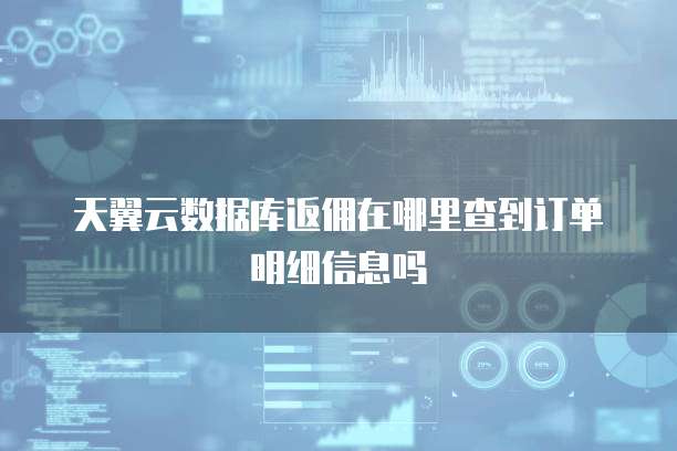 天翼云数据库返佣在哪里查到订单明细信息吗