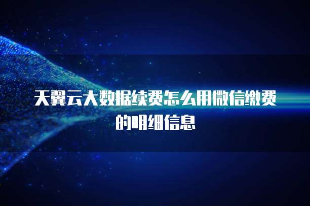 天翼云大数据续费怎么用微信缴费的明细信息