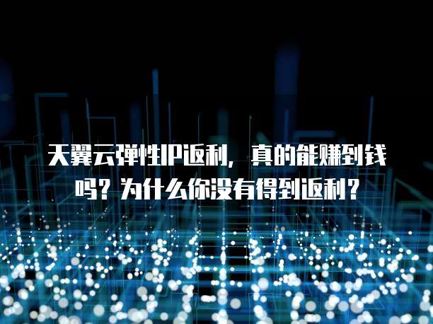 天翼云弹性IP返利,真的能赚到钱吗?为什么你没有得到返利?