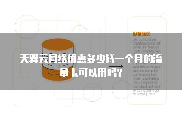 天翼云网络优惠多少钱一个月的流量卡可以用吗？