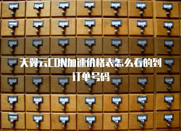 天翼云CDN加速价格表怎么看的到订单号码