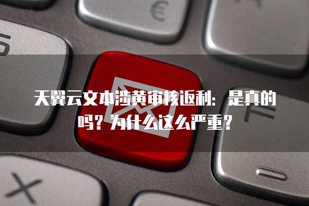 天翼云文本涉黄审核返利:是真的吗?为什么这么严重?