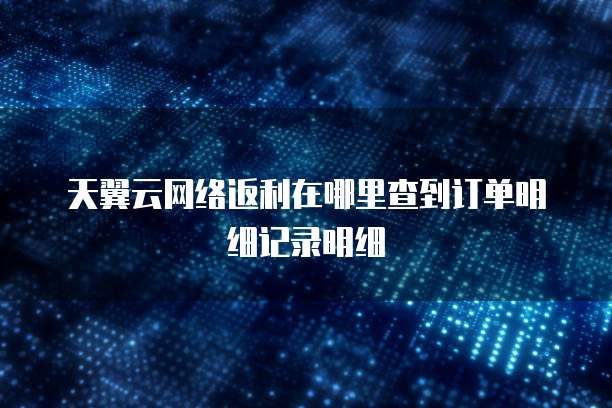 天翼云网络返利在哪里查到订单明细记录明细