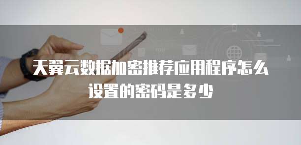 天翼云数据加密推荐应用程序怎么设置的密码是多少