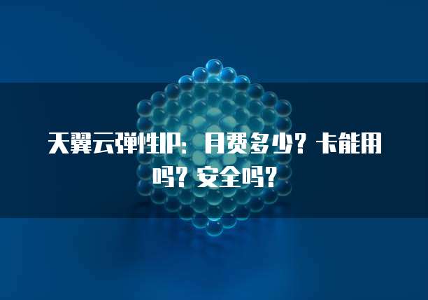 天翼云弹性IP:月费多少?卡能用吗?安全吗?