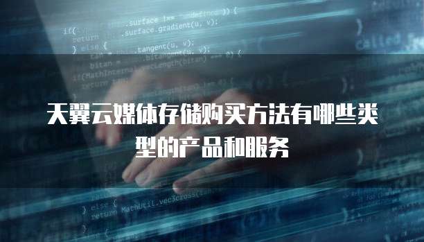 天翼云媒体存储购买方法有哪些类型的产品和服务
