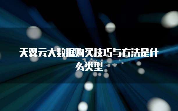 天翼云大数据购买技巧与方法是什么类型