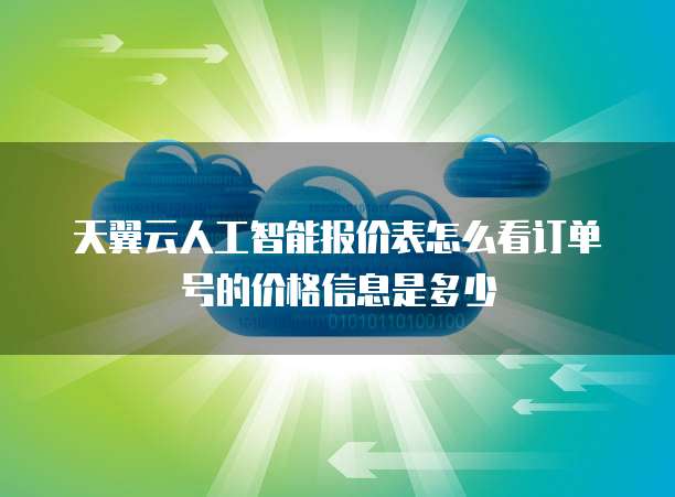天翼云人工智能报价表怎么看订单号的价格信息是多少