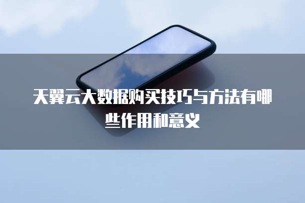 天翼云大数据购买技巧与方法有哪些作用和意义