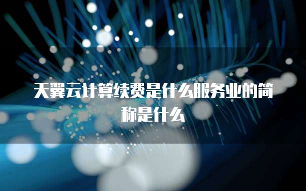 天翼云计算续费是什么服务业的简称是什么