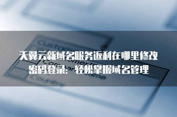 天翼云新域名服务返利在哪里修改密码登录:轻松掌握域名管理