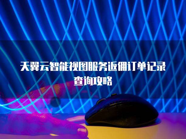 天翼云智能视图服务返佣订单记录查询攻略
