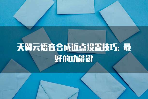 天翼云语音合成返点设置技巧: 最好的功能键