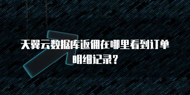 天翼云数据库返佣在哪里看到订单明细记录?
