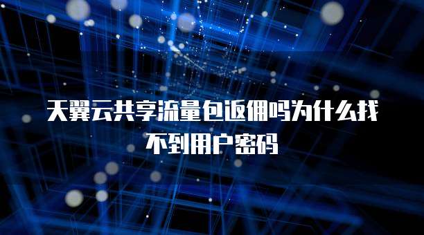 天翼云共享流量包返佣吗为什么找不到用户密码