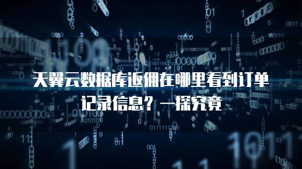 天翼云数据库返佣在哪里看到订单记录信息?一探究竟
