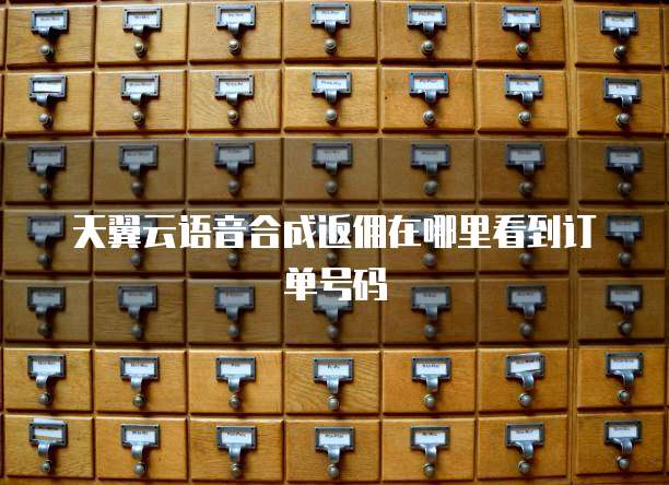 天翼云语音合成返佣在哪里看到订单号码