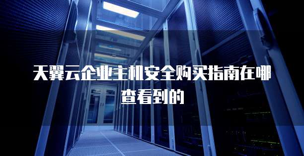 天翼云企业主机安全购买指南在哪查看到的