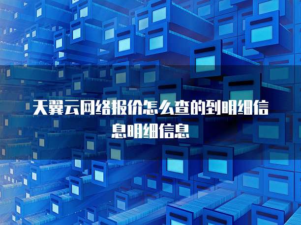 天翼云网络报价怎么查的到明细信息明细信息