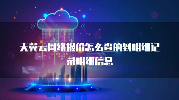 天翼云网络报价怎么查的到明细记录明细信息