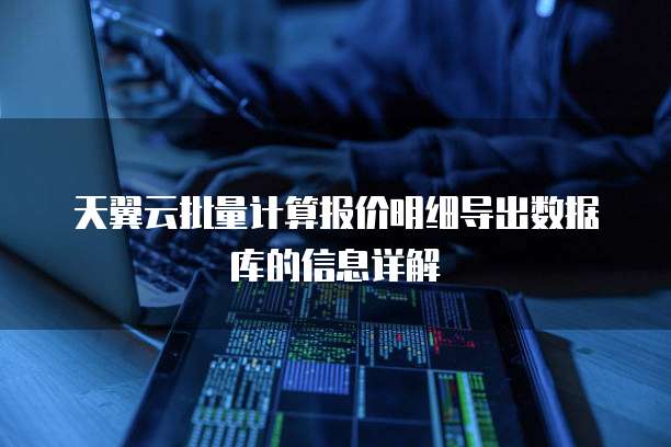 天翼云批量计算报价明细导出数据库的信息详解