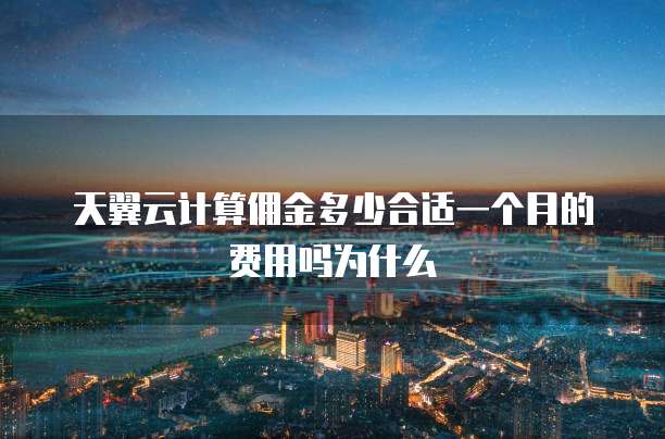 天翼云计算佣金多少合适一个月的费用吗为什么