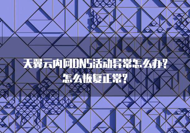 天翼云内网DNS活动异常怎么办? 怎么恢复正常?