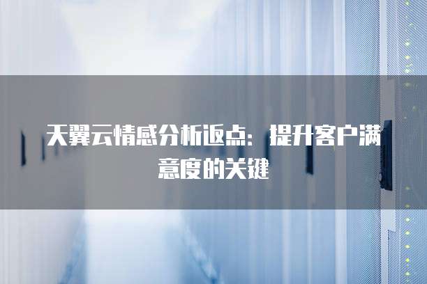 天翼云情感分析返点:提升客户满意度的关键
