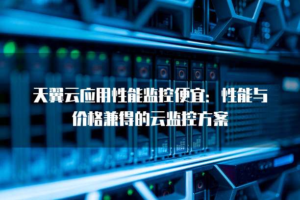 天翼云应用性能监控便宜:性能与价格兼得的云监控方案