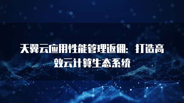 天翼云应用性能管理返佣：打造高效云计算生态系统