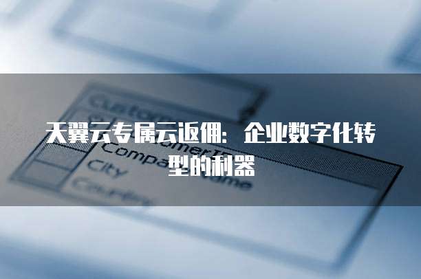 天翼云专属云返佣：企业数字化转型的利器