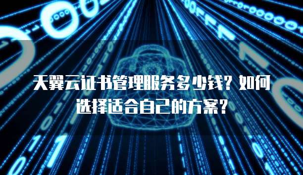 天翼云证书管理服务多少钱?如何选择适合自己的方案?