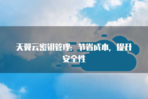 天翼云密钥管理:节省成本,提升安全性