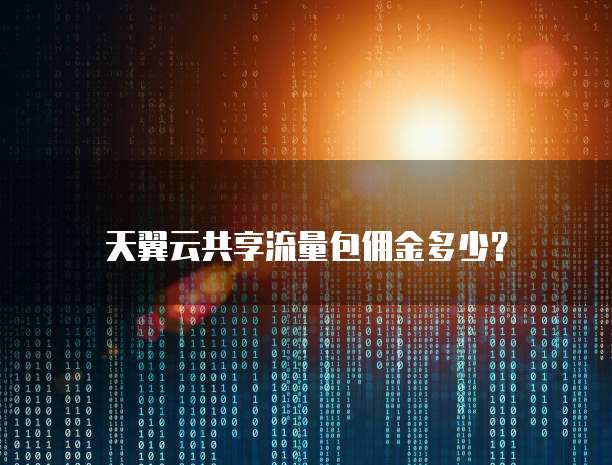 天翼云共享流量包佣金多少?