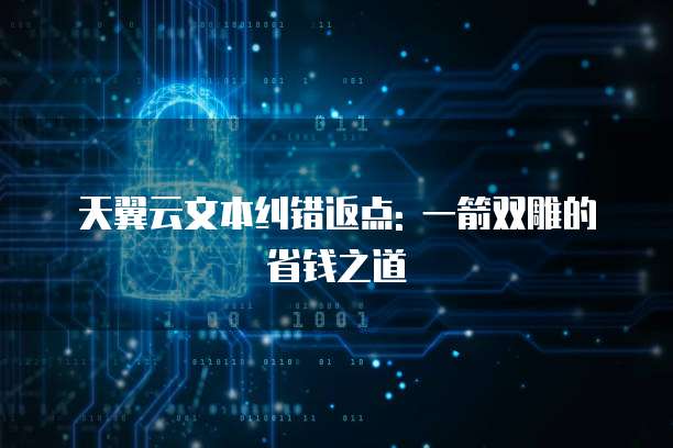 天翼云文本纠错返点: 一箭双雕的省钱之道