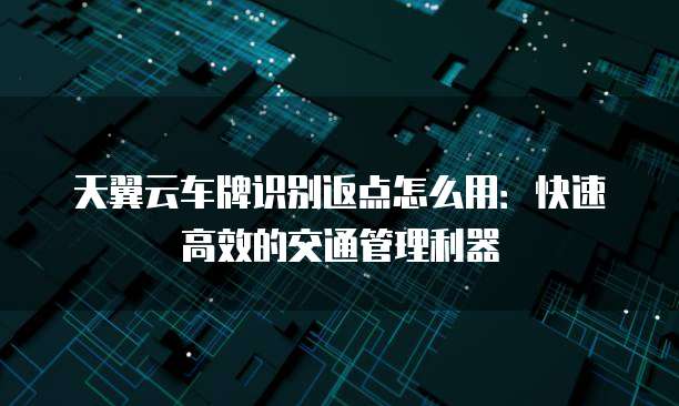 天翼云车牌识别返点怎么用：快速高效的交通管理利器