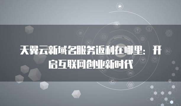 天翼云新域名服务返利在哪里:开启互联网创业新时代
