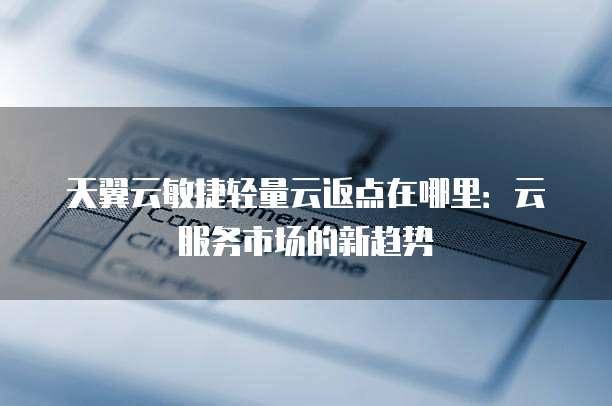 天翼云敏捷轻量云返点在哪里:云服务市场的新趋势